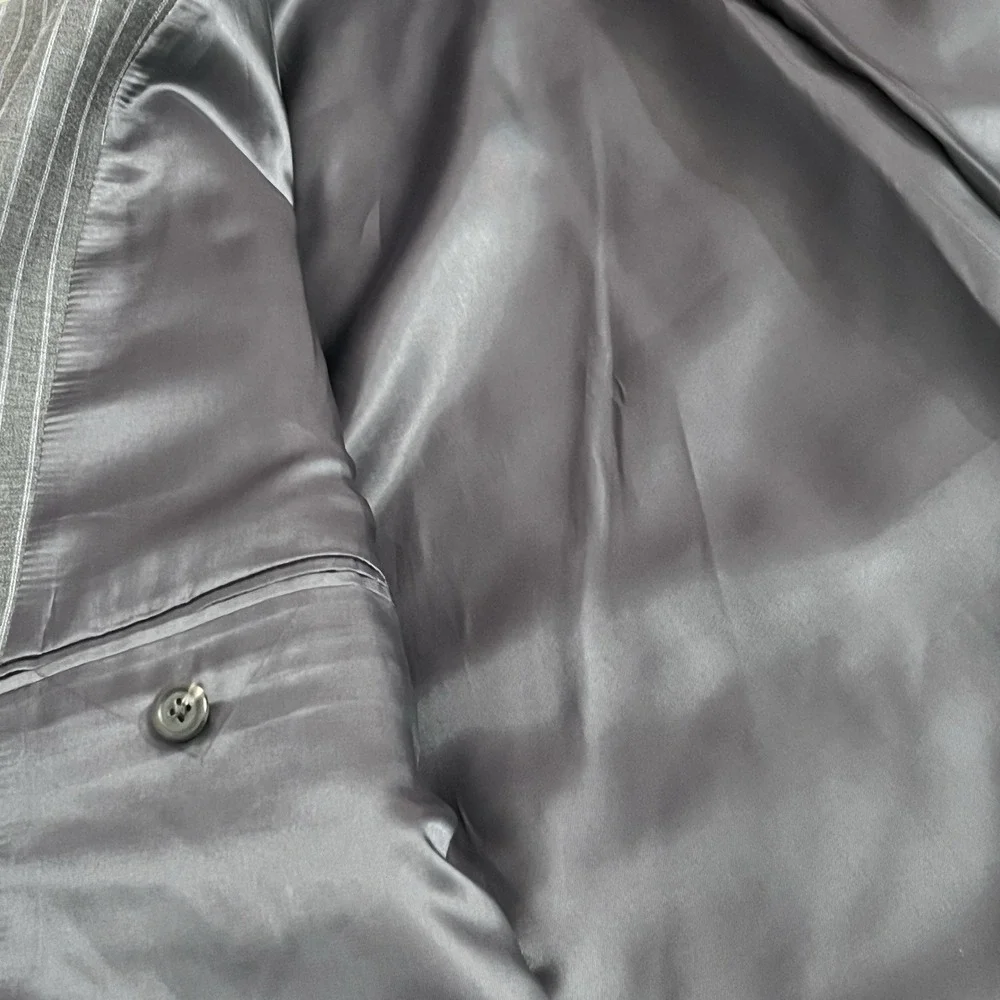Lauren Ralph Lauren Blazer Mens 46S‎ Gray Pin Stripe Suit Jacket Wool Sport Coat
